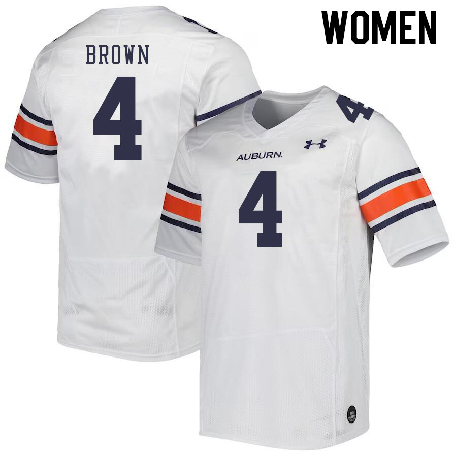 Women #4 Camden Brown Auburn Tigers College Football Jerseys Stitched-White - Click Image to Close